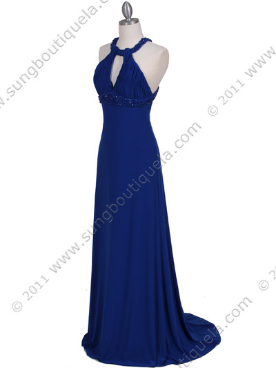 1104 Royal Blue Embellished Jersey Gown - Royal Blue, Alt View Medium
