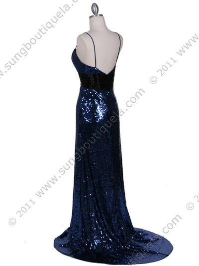 1108 Royal Blue Sequin Evening Dress - Royal Blue, Back View Medium