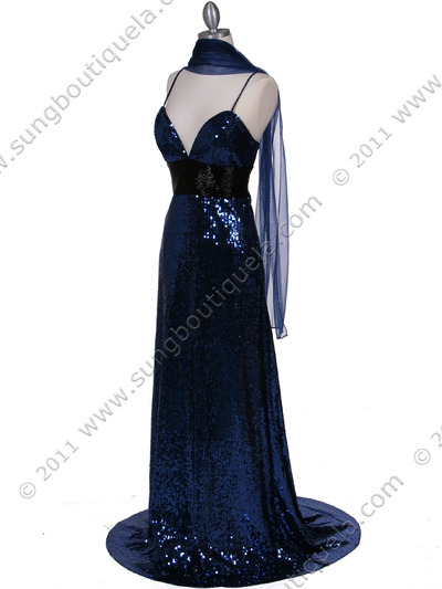 1108 Royal Blue Sequin Evening Dress - Royal Blue, Alt View Medium