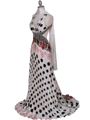 1109 White Polka Dot Printed Evening Dress - White, Alt View Thumbnail