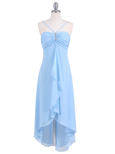 1111 Baby Blue Evening Dress with Rhine Stone Pin - Baby Blue, Front View Medium