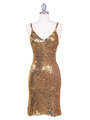 CH1111 Gold Sequins Party Dress - Gold, Front View Thumbnail