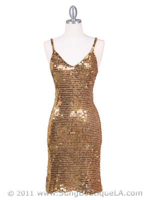 CH1111 Gold Sequins Party Dress, Gold