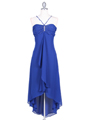 1111 Royal Blue Evening Dress with Rhine Stone Pin - Royal Blue, Front View Thumbnail
