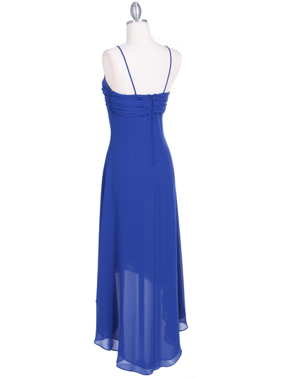 1111 Royal Blue Evening Dress with Rhine Stone Pin - Royal Blue, Back View Medium
