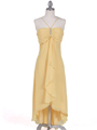 1111 Yellow Evening Dress with Rhine Stone Pin - Yellow, Front View Thumbnail