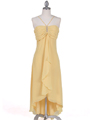 1111 Yellow Evening Dress with Rhine Stone Pin - Yellow, Front View Thumbnail