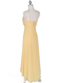 1111 Yellow Evening Dress with Rhine Stone Pin - Yellow, Back View Thumbnail