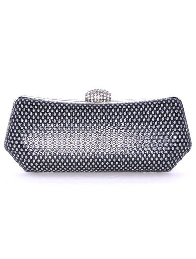 1111TS Black Sparkling Evening Clutch - Black, Front View Medium