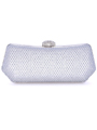 1111TS Silver Sparkling Evening Clutch - Silver, Front View Thumbnail
