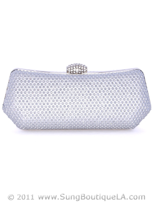 1111TS Silver Sparkling Evening Clutch, Silver