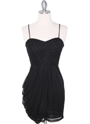 1113 Asymmetrical Mini Cocktail Dress - Black, Front View Thumbnail