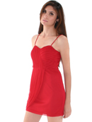 1113 Asymmetrical Mini Cocktail Dress, Red