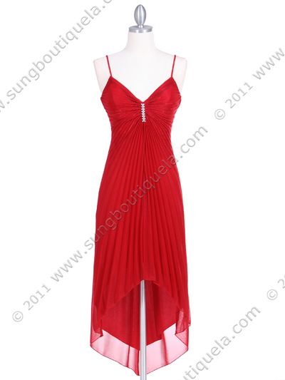 1134 Red Cocktail Dress - Red, Front View Medium