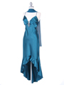 1135 Teal Satin Evening Dress with Rhinestone Buckle - Teal, Alt View Thumbnail