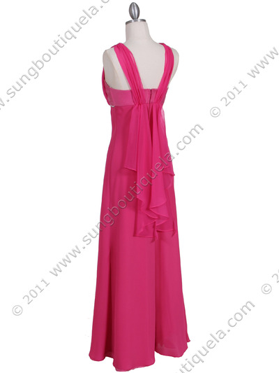 1146 Hot Pink Evening Dress - Hot Pink, Back View Medium