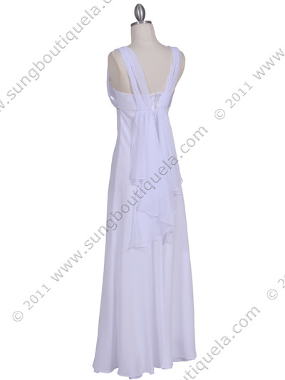 1146 White Evening Dress - White, Back View Medium