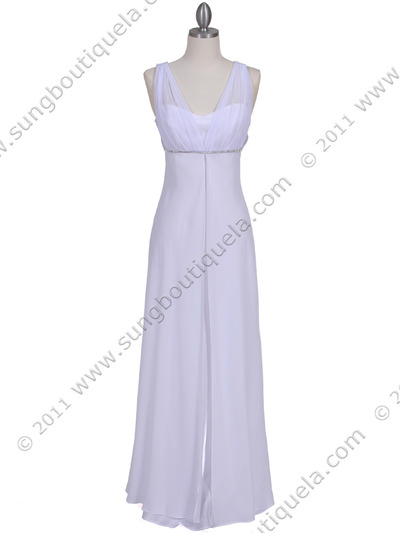 1146 White Evening Dress - White, Front View Medium