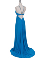 1148 Turquoise Halter Evening Dress - Turquoise, Back View Thumbnail