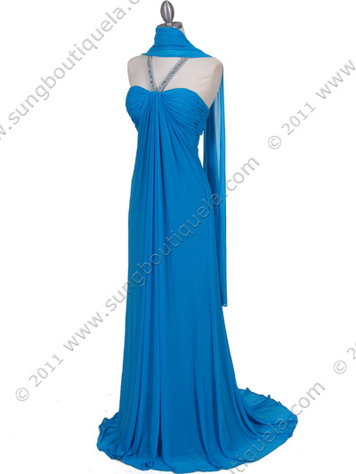 1148 Turquoise Halter Evening Dress - Turquoise, Alt View Medium
