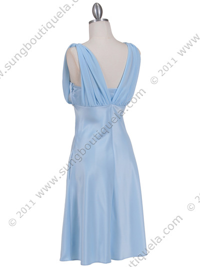 1165 Baby Blue Cocktail Dress with Rhinestone Trim - Baby Blue, Back View Medium