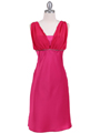 1165 Fuschia Cocktail Dress with Rhinestone Trim - Fuschia, Front View Thumbnail