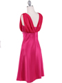 1165 Fuschia Cocktail Dress with Rhinestone Trim - Fuschia, Back View Thumbnail