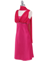 1165 Fuschia Cocktail Dress with Rhinestone Trim - Fuschia, Alt View Thumbnail