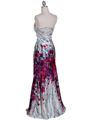 1167 White Strapless Printed Evening Dress - White, Back View Thumbnail