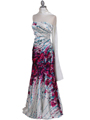 1167 White Strapless Printed Evening Dress - White, Alt View Thumbnail
