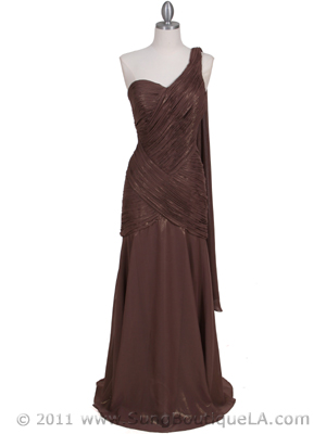 1170 Light Coffee One Shoulder Evening Dress, Light Coffee