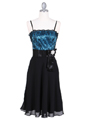 1180 Black/Turquoise Laced Cocktail Dress - Black Turquoise, Front View Thumbnail
