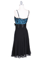 1180 Black/Turquoise Laced Cocktail Dress - Black Turquoise, Back View Thumbnail