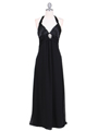 1186 Black Chiffon Evening Dress - Black, Front View Thumbnail
