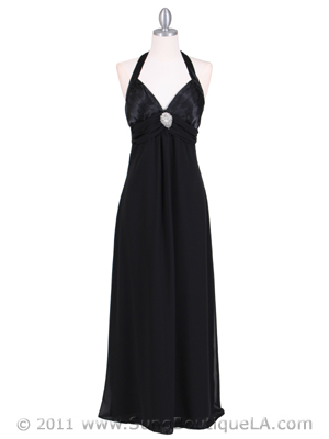 1186 Black Chiffon Evening Dress, Black