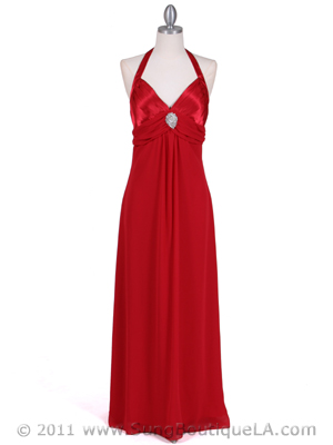 1186 Red Chiffon Evening Dress, Red