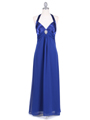 1186 Royal Blue Chiffon Evening Dress - Royal Blue, Front View Thumbnail