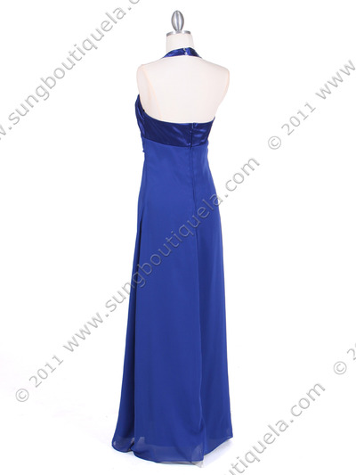 1186 Royal Blue Chiffon Evening Dress - Royal Blue, Back View Medium