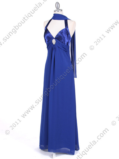 1186 Royal Blue Chiffon Evening Dress - Royal Blue, Alt View Medium