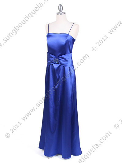 1190 Royal Blue Charmeuse Evening Dress with Bolero Jacket - Royal Blue, Alt View Medium