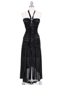 1191 Black Halter Hi-Low Evening Dress - Black, Front View Thumbnail