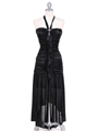 1191 Black Halter Hi-Low Evening Dress - Black, Front View Thumbnail