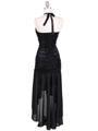 1191 Black Halter Hi-Low Evening Dress - Black, Back View Thumbnail