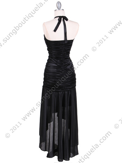 1191 Black Halter Hi-Low Evening Dress - Black, Back View Medium