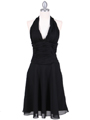 1200 Black Chiffon Halter Cocktail Dress - Black, Front View Thumbnail