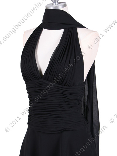1200 Black Chiffon Halter Cocktail Dress - Black, Alt View Medium