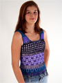 12093 Mixed Purple Crochet Top with Beads - Purple, Front View Thumbnail