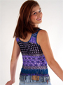 12093 Mixed Purple Crochet Top with Beads - Purple, Back View Thumbnail