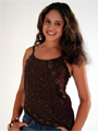 12315 Flower Beaded Camisole - Brown, Front View Thumbnail