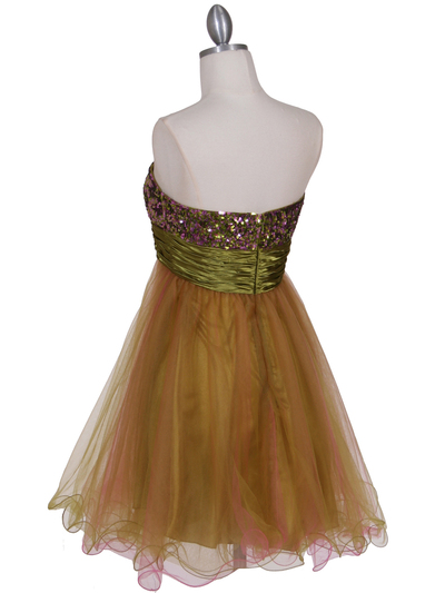 125 Green Sequin Top Cocktail Dress - Green, Back View Medium